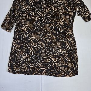 Urban Threads Animal Print Top in Black, Cream & Mustard